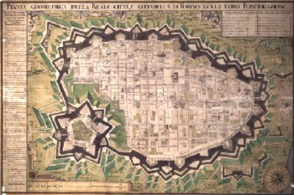 I. A. GALLETTI,  Pianta geometrica della reale città e cittadella di Torino colla loro fortificazione (1790)