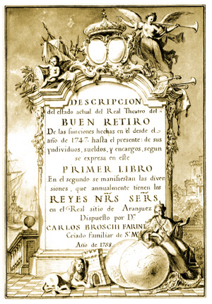 FRANCESCO BATTAGLIOLI, frontespizio del manoscritto di Carlo Broschi Farinelli.