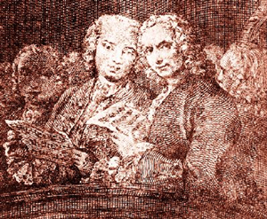 Farinelli e Domenico Scarlatti (particolare dell'incisione a fianco)