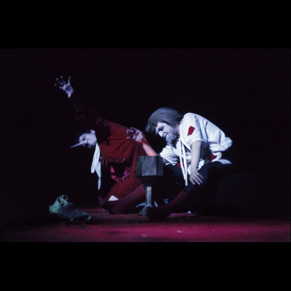Claudio Abate. Carmelo Bene (Pinocchio) e Edoardo Florio (Geppetto) in Pinocchio '66 - Teatro Centrale, Roma 1966