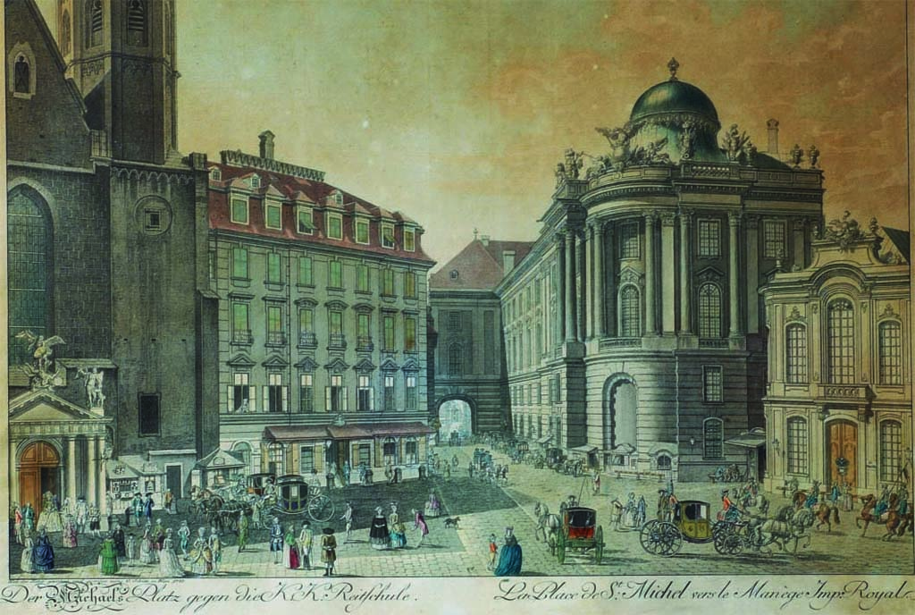 Il Burgtheater nell'estremità a destra